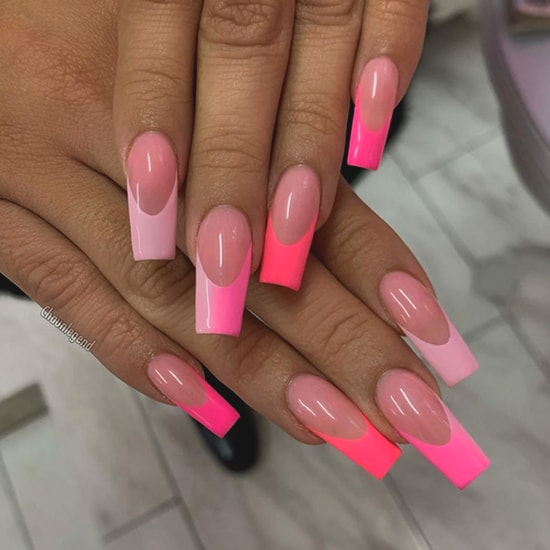 pink ombre french mani nail art idea