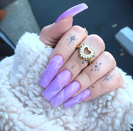 purple marble nail art idea