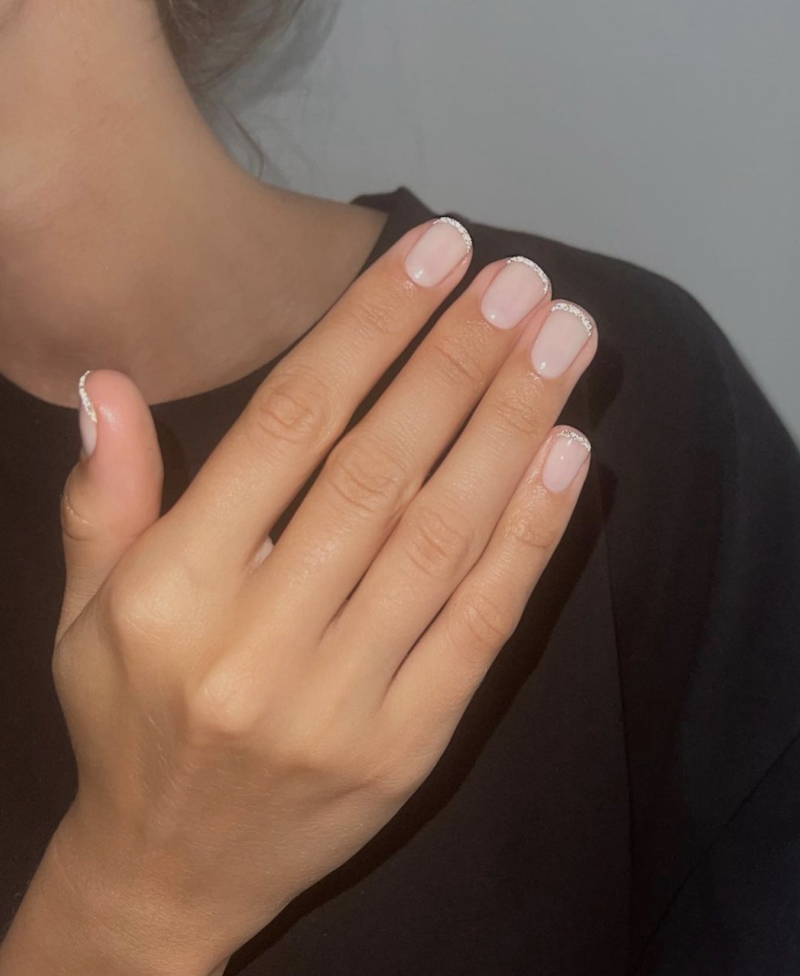 classic french manicure short gel nails