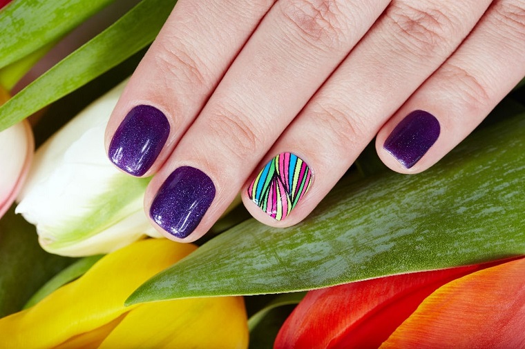 nail art gel-purple-ring-colorful