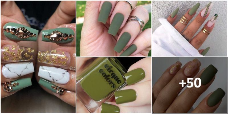 +50 ideas of OLIVE GREEN ENAMEL【Nail Decoration】 💅❣️