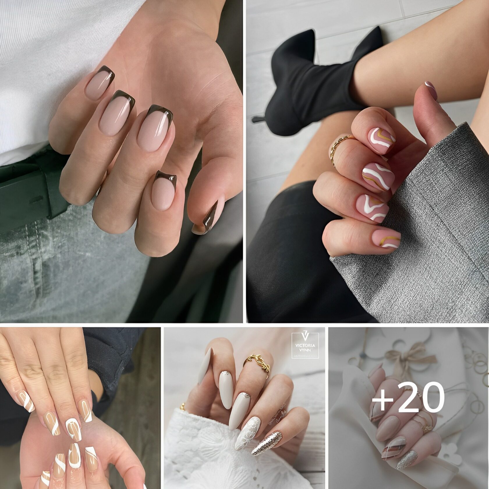 20+ Creative Ideas for Neutral Nails that Rock: Beige Nails with Design.