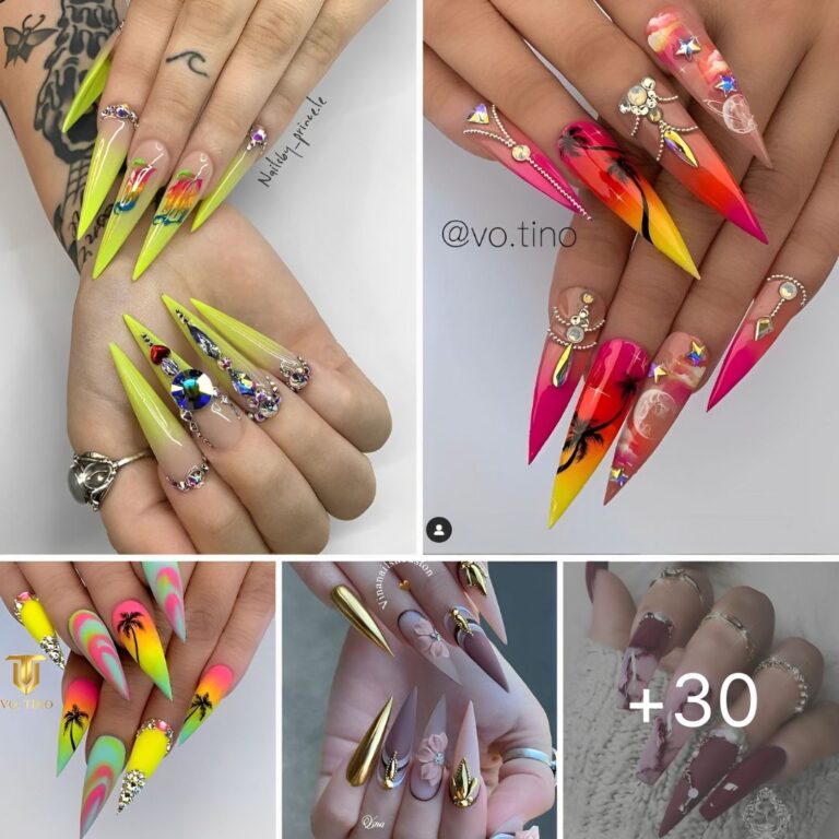 30 Acrylic Stiletto Nails Designs Art You Deserve In Autumn 2023
