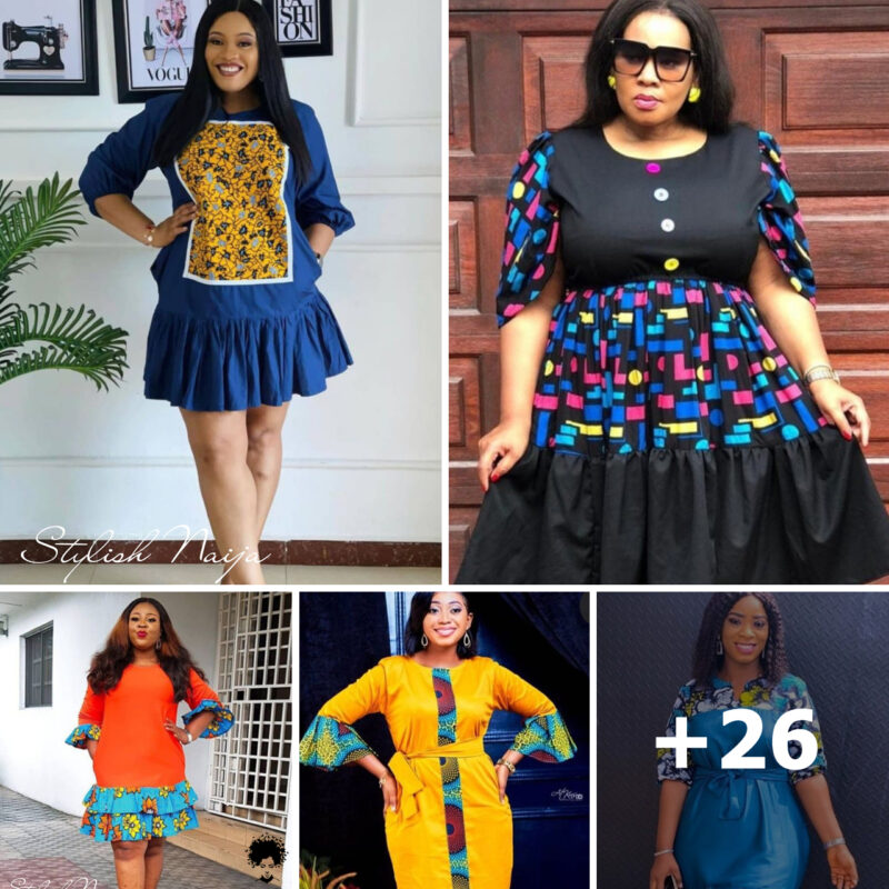 Fascinating Ankara And Plain Coloured Fabric Combination Styles.