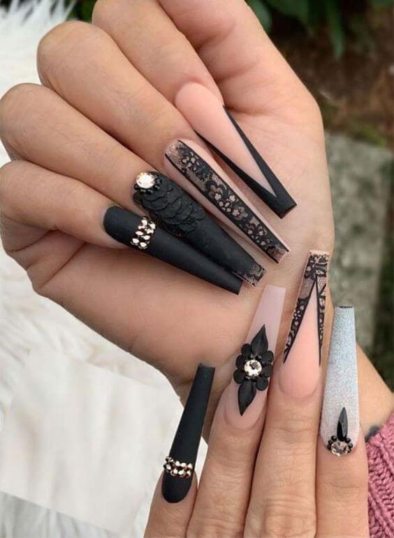 10+ Impressive Black Coffin Nails You Can Sport This Year