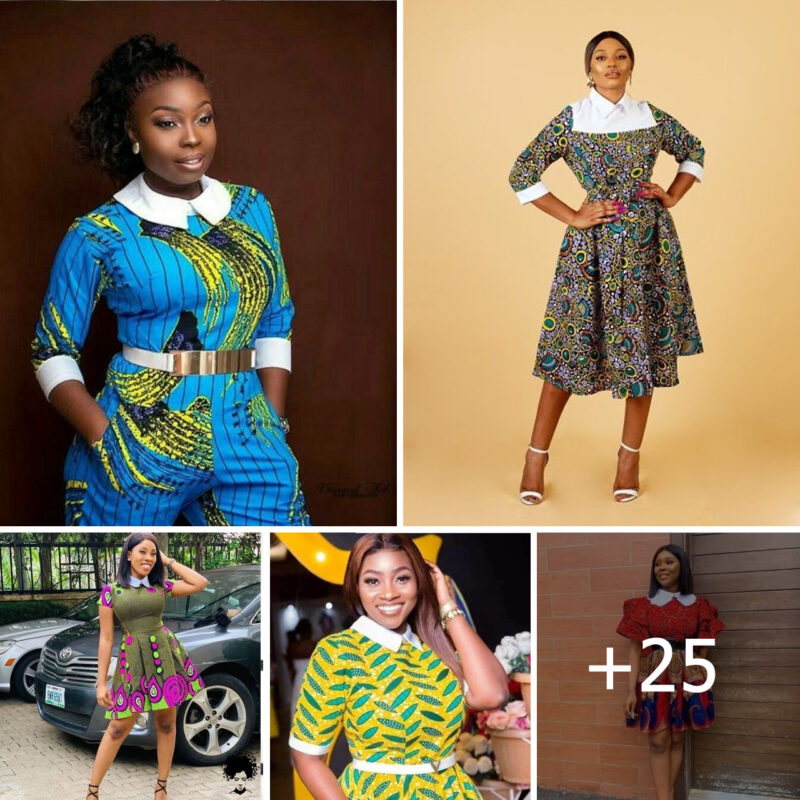 Stylish Ankara White Collar Dresses For Formal Events