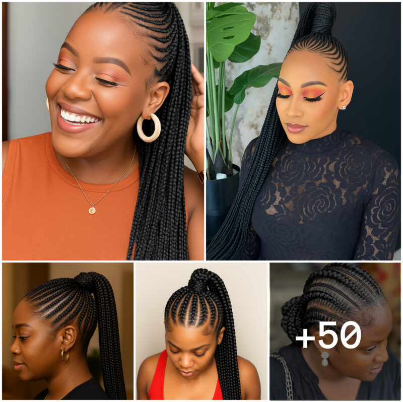 50 PHOTOS: All-Back Ghana Weaving Hairstyles