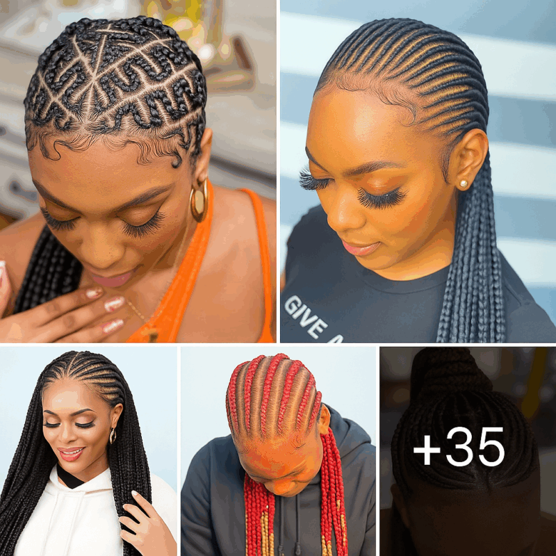 35 PHOTOS: Cornrow braid designs + Knotless braids styles ‎