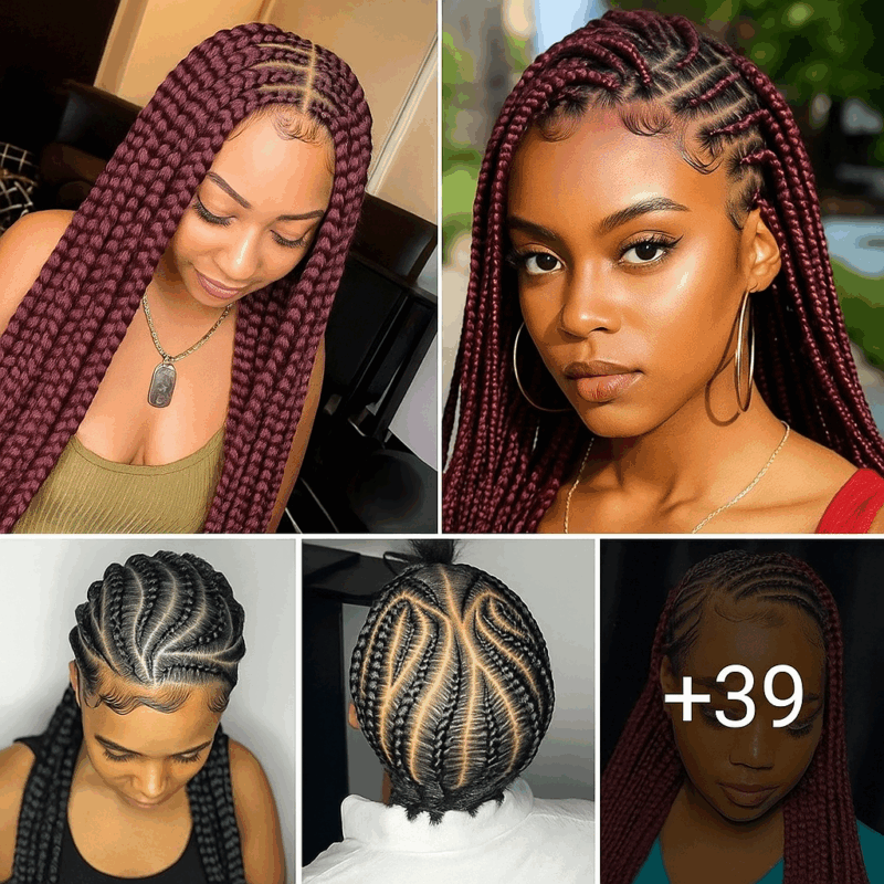 39 PHOTOS: Knotless braid styles & Stitched Cornrow braids ‎