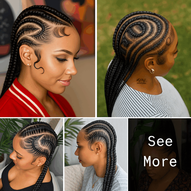 Front, Back & Side View: Cornrow braid designs for women