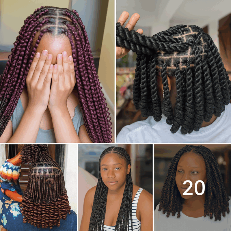 31 PHOTOS: Hot twist hairstyles, Knotless braids & Cornrow braid designs ‎
