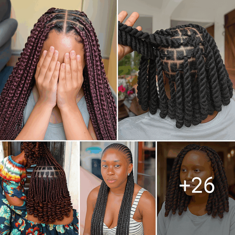 26 PHOTOS: Hot twist hairstyles, Knotless braids & Cornrow braid designs ‎