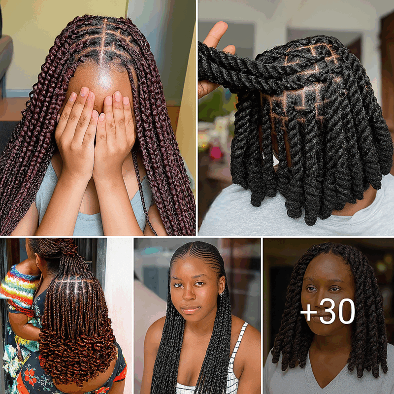 30 PHOTOS: Hot twist hairstyles, Knotless braids & Cornrow braid designs ‎