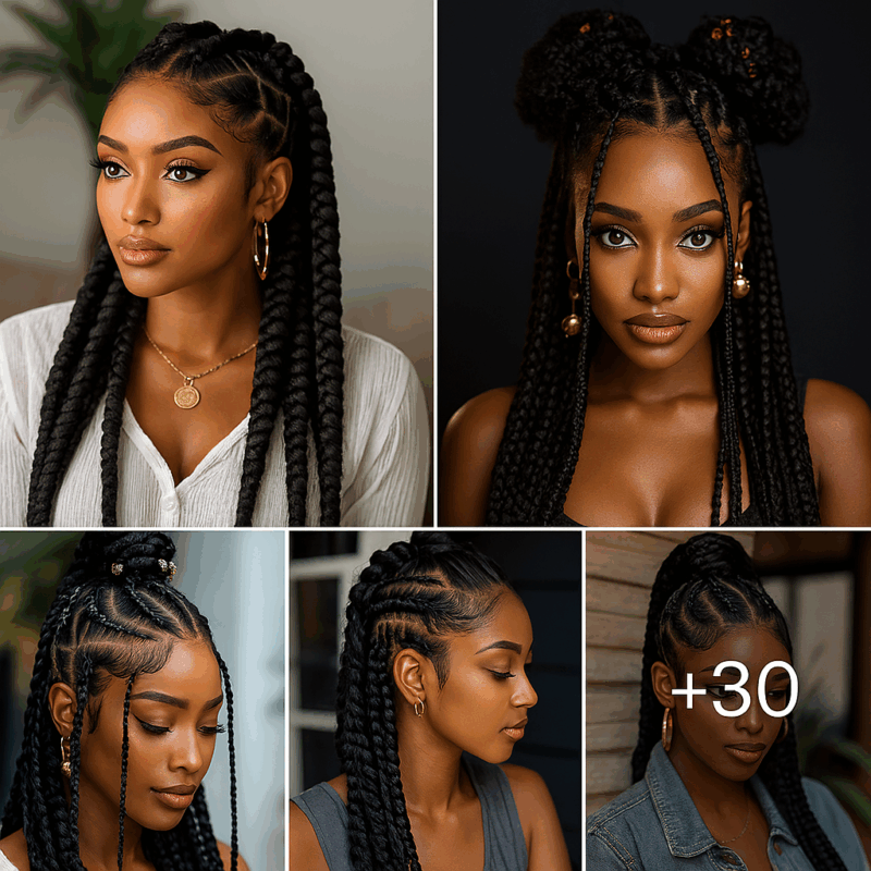 30 PHOTOS: Knotless braids styles + Box braids hairstyles ‎