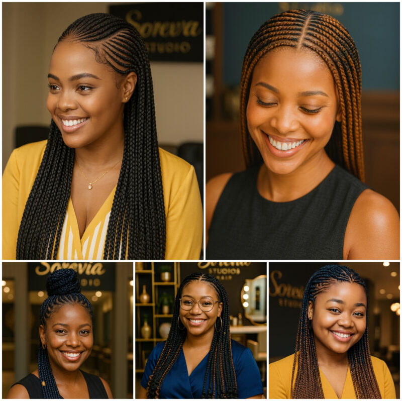 Hot twist hairstyles, Knotless braids & Cornrow braid designs ‎ ‎