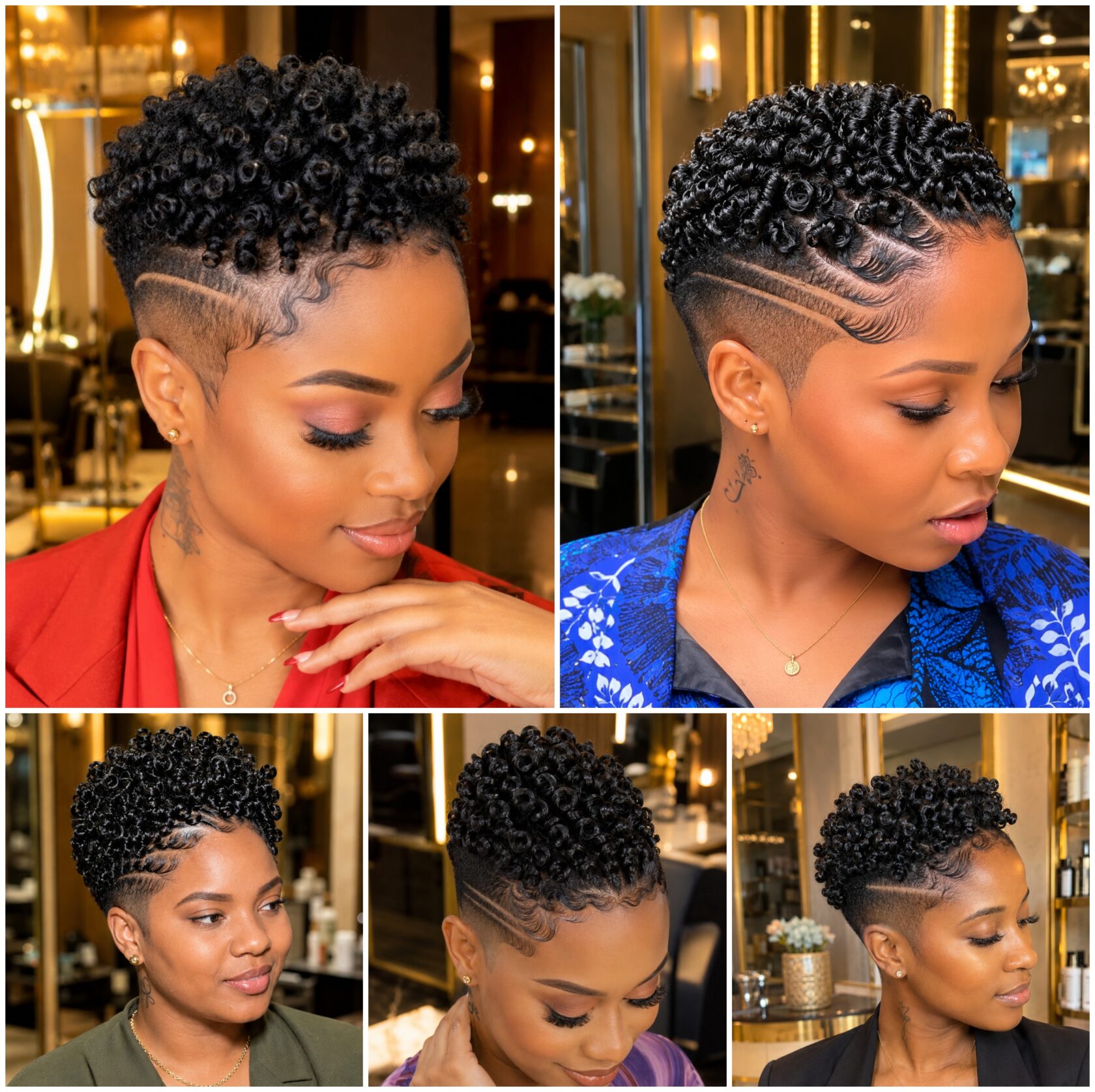 Finger Coil Pixie Tapers with Side Lines