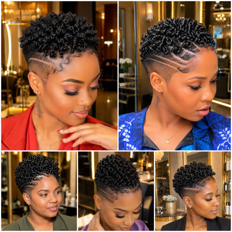Finger Coil Pixie Tapers with Side Lines