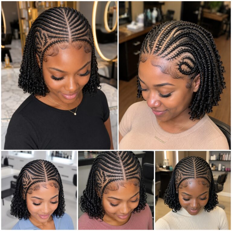 Scalp Braids With Glossy Shoulder-Length Curls