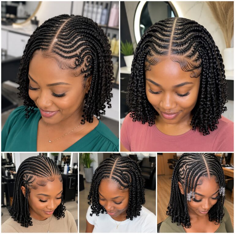 Short Braided Hairstyles With Springy Ends