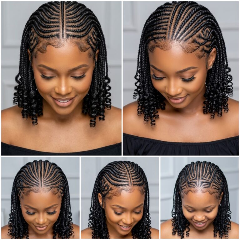 Cornrow Bob Hairstyles With Curly Ends